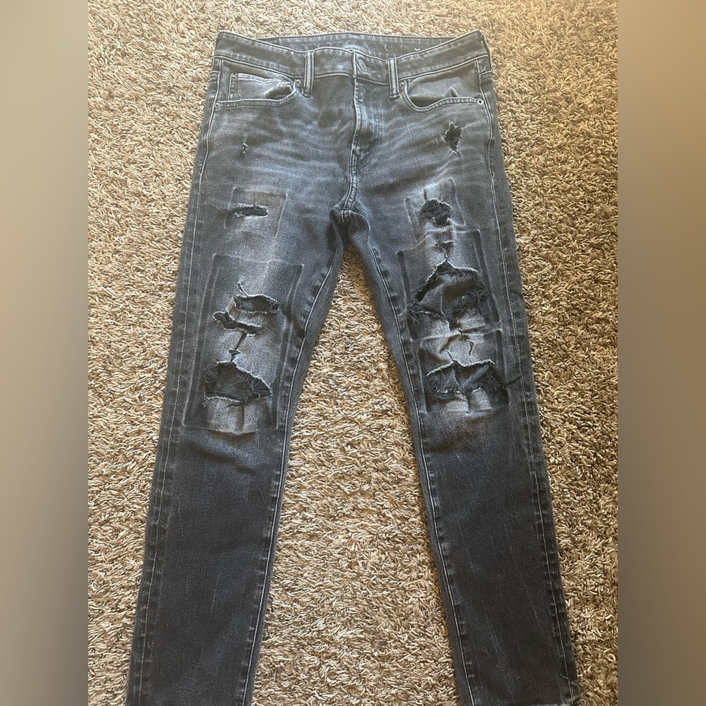 American Eagle Outfitters Black Distressed Skinny Jeans